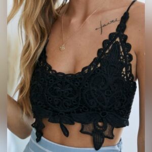 DAVI & DANI 3X Black NWT Bralette Floral Crocheted Plus Size Curvy Girl